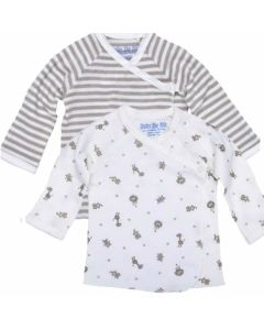 Side Snap Long-Sleeve T-Shirt - Tan Stripe and Animal